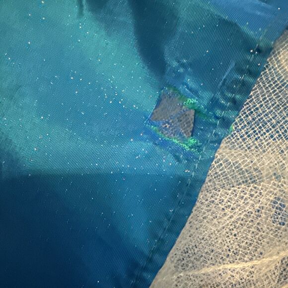 VTG Jessica Mcclintock Dress Sz 7 Formal Gunne Sax Blue Glitter Boning READ - Picture 13 of 16